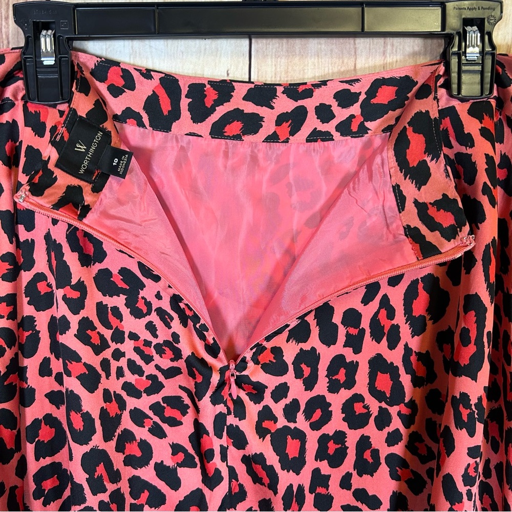 Worthington Pink Cheetah Skirt Size 10 Maxi Midi Length Animal Print Medium - Picture 6 of 16